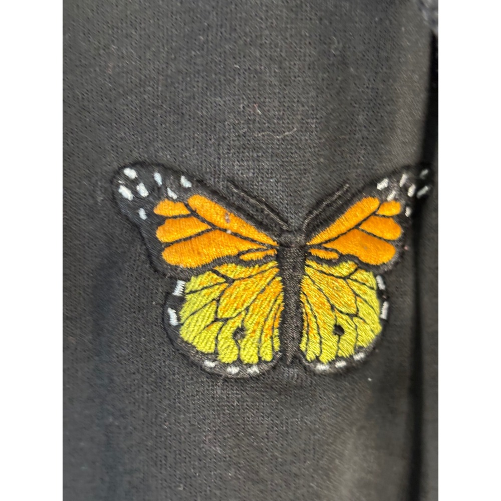Brandy Melville Black Butterfly Embroidered Oversized Hoodie Sweatshirt One Size - Picture 2 of 6